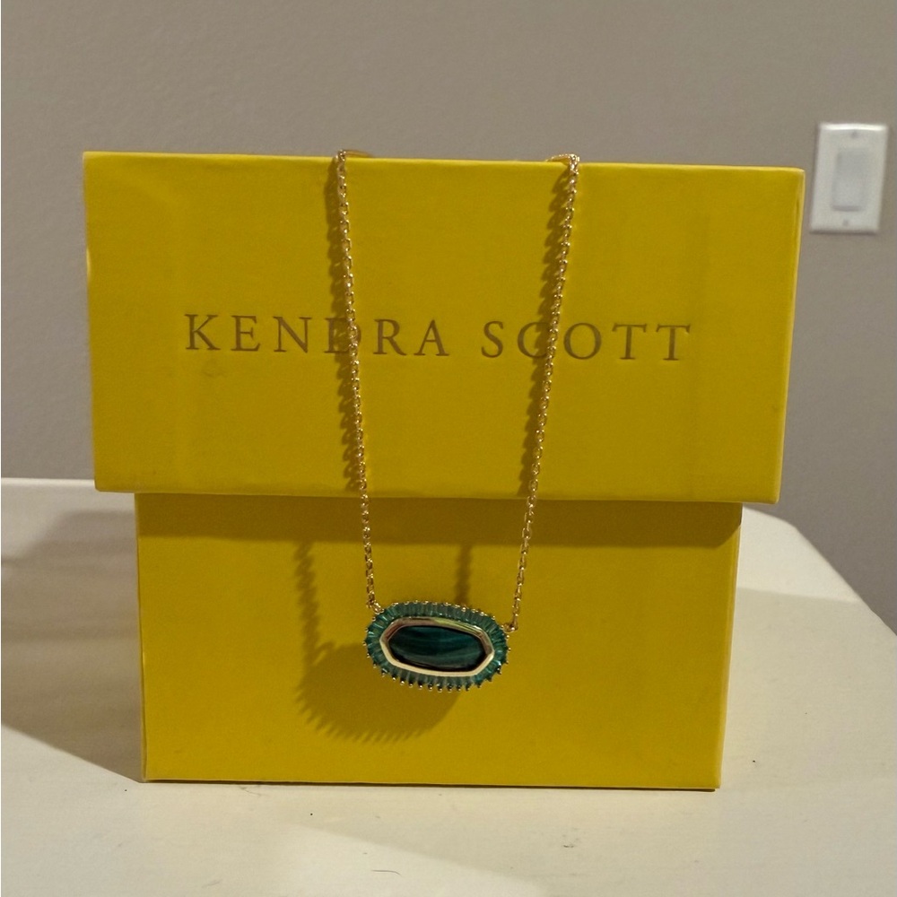 Kendra Scott Gold and Malachite Baguette Elisa Necklace & Elle Earrings